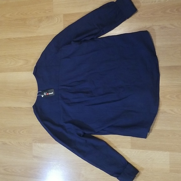 Hotouch dark blue long sleeve pullover v neck blouse size small NWT - Picture 6 of 8